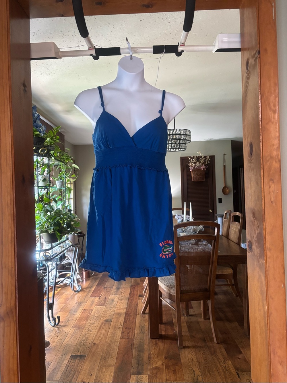 E5 Florida Gators Blue Women's Mini Sundress Smocked Waist Size Large